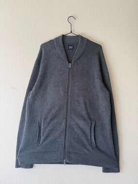 GAP Men's Dark Gray Full-Zip Shawl Collar Sweater